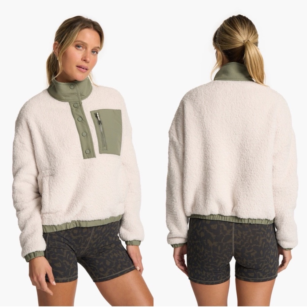 Vuori Cream and Olive Women's Jacket